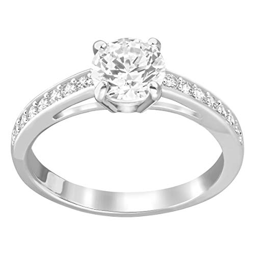 Swarovski Anillo Attract Round, Blanco, Baño de Rodio