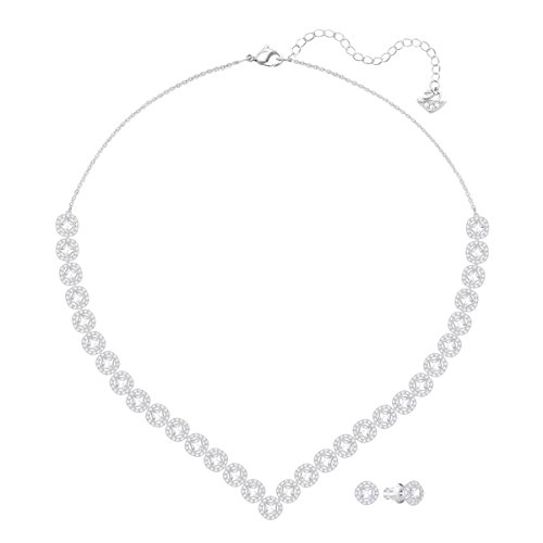 Swarovski Conjunto Angelic Square, blanco, Baño de Rodio