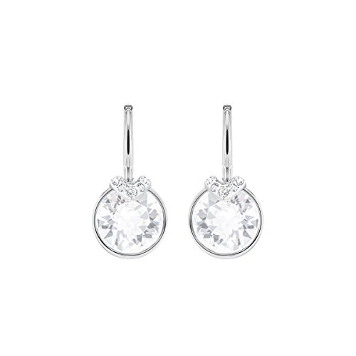 Swarovski Pendientes Bella V, blanco, Baño de Rodio