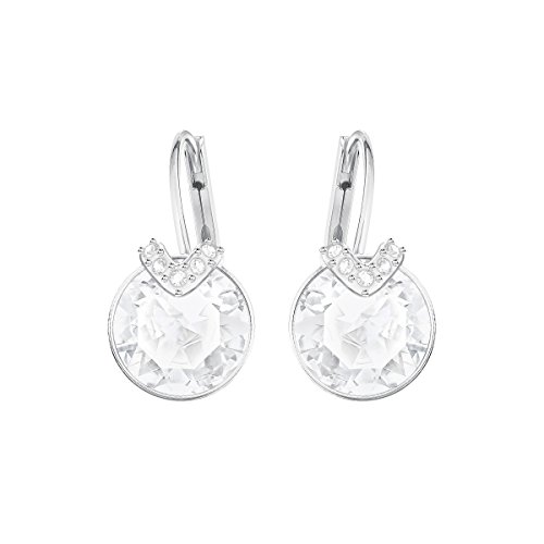 Swarovski Pendientes Bella V, blanco, Baño de Rodio