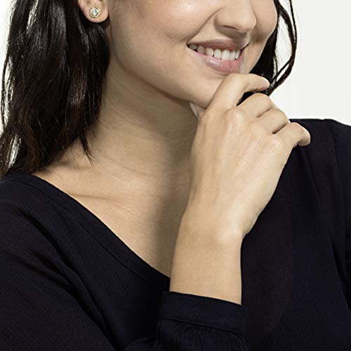 Swarovski Pendientes de botón Angelic, blanco, Baño en tono Oro