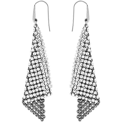 Swarovski Pendientes Fit, gris, Baño de Rodio