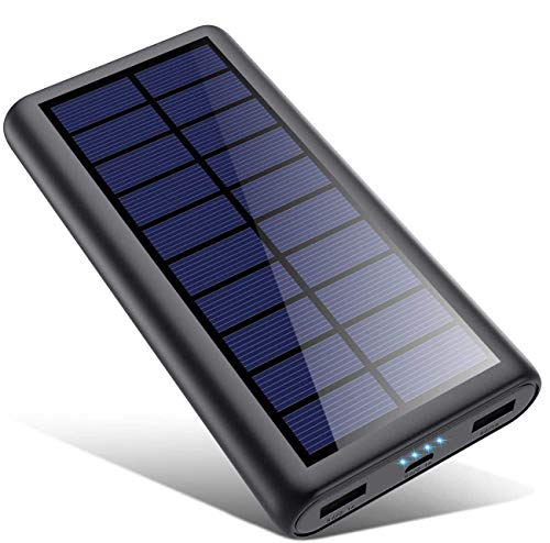 SWEYE Cargador Solar 26800mAh,【2020 Nueva Versión】Batería Externa Solar de Carga Rápida con 2 Puertos USB Powerbank con Tecnología de Detección Automática Para Smartphones, Tabletas y Dispositivos USB