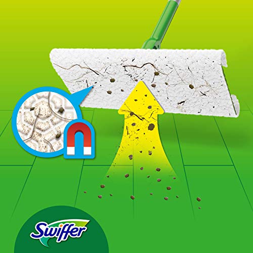Swiffer - Paños de repuesto para escoba, para atrapar y capturar 3 veces más polvo, suciedad y pelos de una escoba tradicional 76 Panni