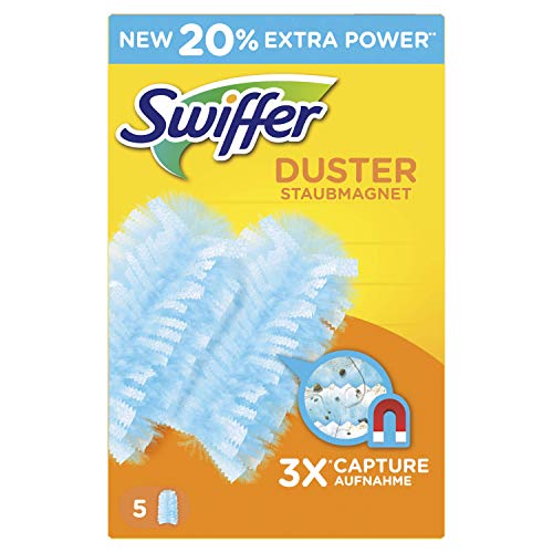 Swiffer Plumero Atrapapolvo 5 recambios, atrapa y retiene hasta 3 veces más el polvo y el pelo que un plumero de plumas convencional
