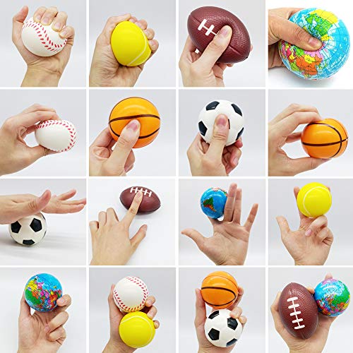 SwirlColor Pelota Blanda, Espuma Squeeze Fútbol Baloncesto Tenis Béisbol Rugby Tierra Bola Suave para Niños Jugando a Liberar El Estrés 6 Piezas