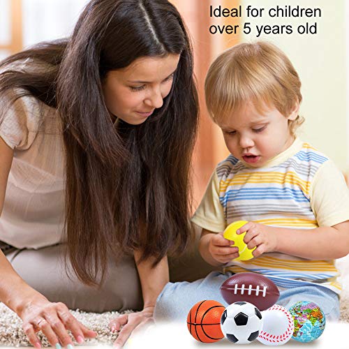 SwirlColor Pelota Blanda, Espuma Squeeze Fútbol Baloncesto Tenis Béisbol Rugby Tierra Bola Suave para Niños Jugando a Liberar El Estrés 6 Piezas