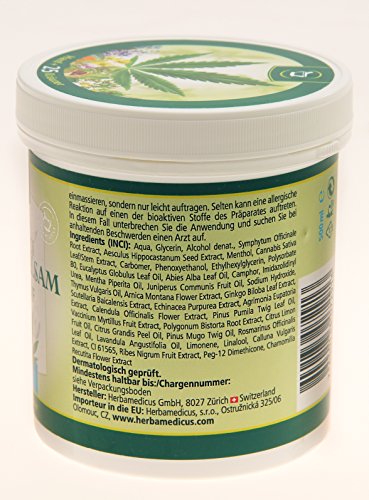 swissmedicus Bálsamo caballo con cáñamo Refrescante – Caballos pomada 500 ml