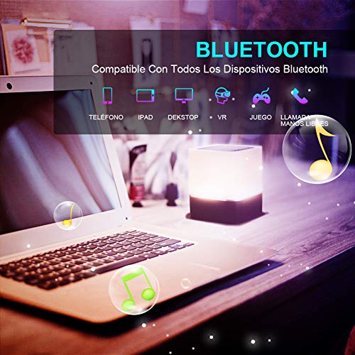 Swonuk Altavoz Lámpara Noche Táctil LED Altavoces Portátiles Lámpara de Mesa Noche con Control Táctil, Reproductor de MP3, Altavoces, Tres Métodos de Reproducción de Música con Tarjeta SD USB