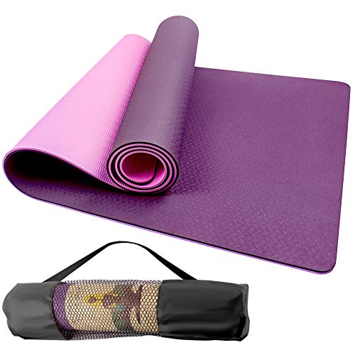 swonuk Colchoneta de Yoga, 183x61x0.6 cm colchoneta de Yoga Gruesa Antideslizante para Pilates/Deporte/Gimnasio (Púrpura-Rosa)