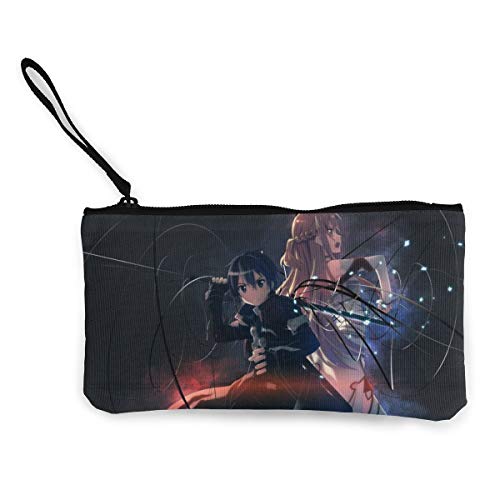 Sword Art Online Monederos lindos de la lona monedero pequeño monedero de la cremallera, mini bolso cosmético femenino