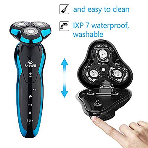 SXKJ 4 en 1 máquina de afeitar eléctrica recargable Máquina de afeitar de los hombres Máquina de afeitar giratoria para hombres Barba seca húmeda sin cuerda, Nariz, Oreja, Corta el cabello