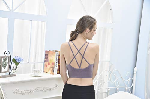 Sykooria Sujetador Deportivo para Mujer Sujetador de Yoga Acolchado sin Espalda con Tiras Sin Costuras con Buen Impacto Gimnasio Gimnasio Ropa Deportiva