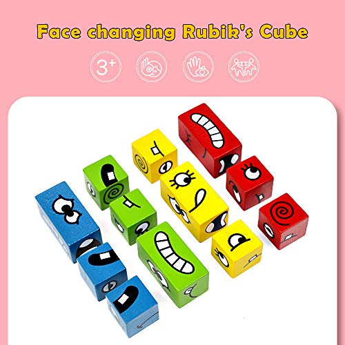 Symiu Juguetes Niños Bebes Educativos Juguetes de Madera Puzzle Madera Expresión De Madera Rompecabezas Set Juguetes Montessori Bebe para 3 4 5 Años