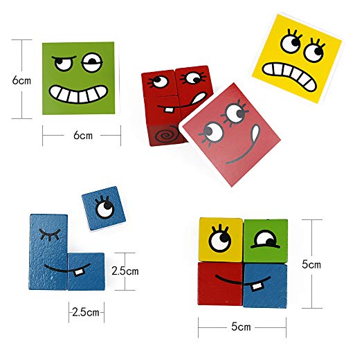 Symiu Juguetes Niños Bebes Educativos Juguetes de Madera Puzzle Madera Expresión De Madera Rompecabezas Set Juguetes Montessori Bebe para 3 4 5 Años