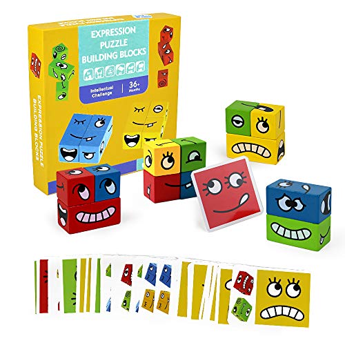 Symiu Juguetes Niños Bebes Educativos Juguetes de Madera Puzzle Madera Expresión De Madera Rompecabezas Set Juguetes Montessori Bebe para 3 4 5 Años