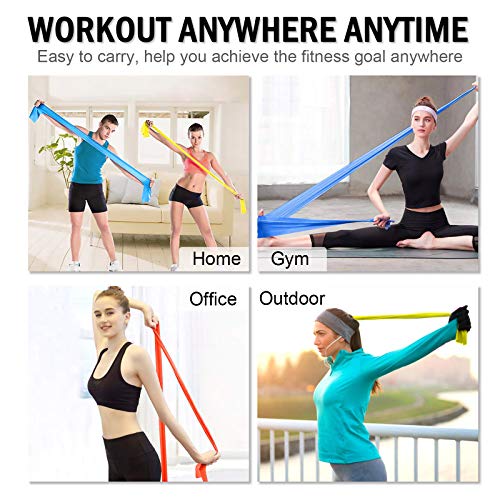 SYOSIN Bandas Elasticas Fitness 3 Piezas Bandas de Ejercicio, con Anclas de guía de Entrenamiento, para el Entrenamiento de Todo el Cuerpo Ideales para Fisioterapia, Yoga, Pilates，Mujer y Hombre