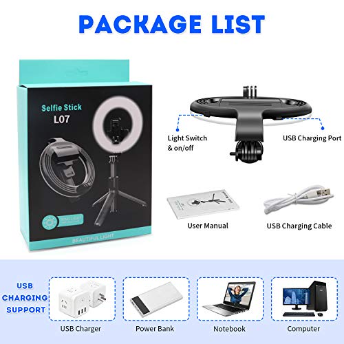 SYOSIN Luz de Anillo, Palo Selfie Anillo de Luz LED con Trípode Control Remoto Inalámbrico 3 Colores para Móvil Selfie Maquillaje Youtube TIK Tok Live