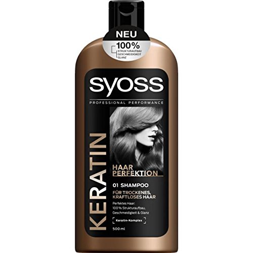 SYOSS Keratin Mujeres No profesional Champú 500ml - champues (Mujeres, No profesional, Champú, Cabello seco, 500 ml, Reparación, Brillo)