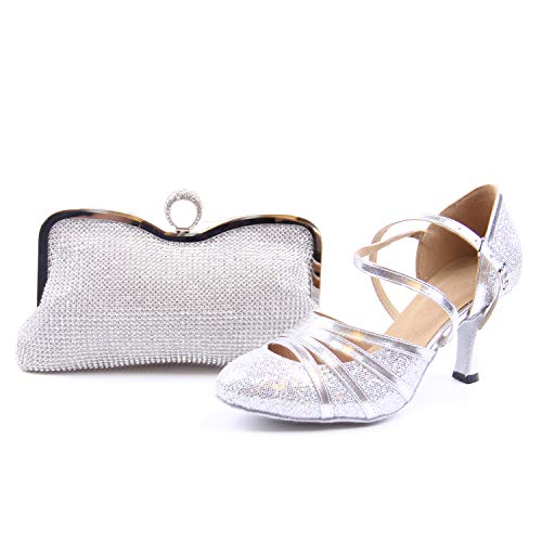 Syrads Bolso de Boda Dorado Clutch Mujer Fiesta Carteras de Mano Bolso de Noche Bandolera con Cadena para Ceremonia Novia Diamantes 722 (Plateado 2)