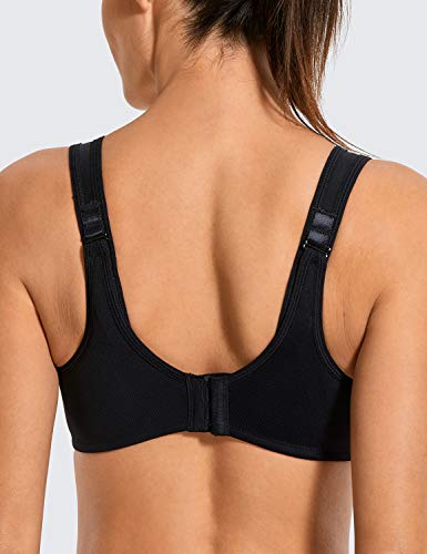 SYROKAN - Sujetador Deportivo con Aros Preformado Tallas Grandes Run para Mujer Negro ES:105C (EU 90C)