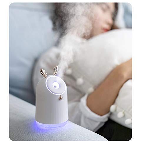 SZHTFX Mini Humidificador Silencioso 250ml humidificadores Aire con alimentación USB,Apagado automático para el el hogar,Dormitorio, la Oficina, el Yoga, Aceite Esencial Prohibido (Blanco)