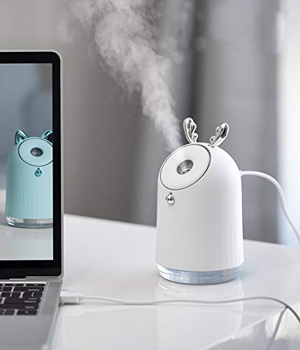 SZHTFX Mini Humidificador Silencioso 250ml humidificadores Aire con alimentación USB,Apagado automático para el el hogar,Dormitorio, la Oficina, el Yoga, Aceite Esencial Prohibido (Blanco)