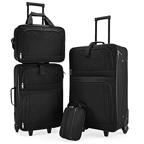 T-LoVendo TLV-HK-908 Juego de maletas de viaje 4 pcs con bolso y neceser, Negro