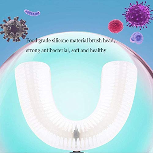 T Tipo de cepillo de dientes eléctrico, Cepillo dental sónico 360deg;Función inteligente limpiador de tiempos de la memoria 3 opcional Modos de carga inalámbrica for adultos de silicona, Negro recambi