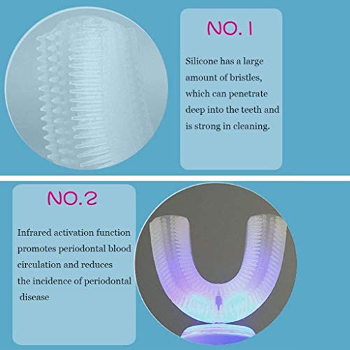 T Tipo de cepillo de dientes eléctrico, Cepillo dental sónico 360deg;Función inteligente limpiador de tiempos de la memoria 3 opcional Modos de carga inalámbrica for adultos de silicona, Negro recambi