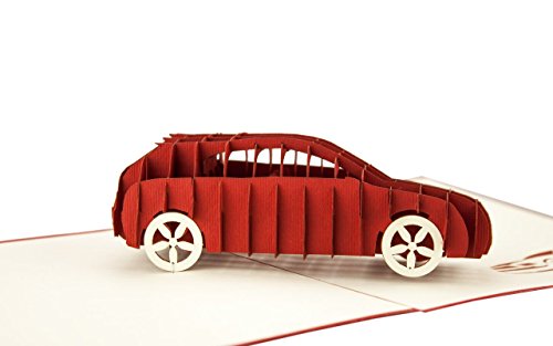 T07 Tarjeta de felicitación para 18º cumpleaños y permisos de conducción, desplegable hecho a mano con diseño en 3D con coche