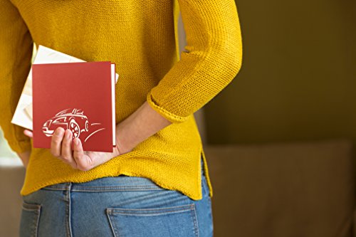 T07 Tarjeta de felicitación para 18º cumpleaños y permisos de conducción, desplegable hecho a mano con diseño en 3D con coche