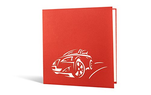 T07 Tarjeta de felicitación para 18º cumpleaños y permisos de conducción, desplegable hecho a mano con diseño en 3D con coche