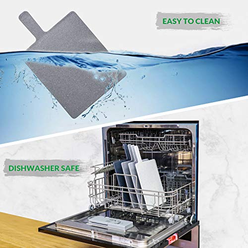 Tabla de Cortar Cocina Plástico 4 Unidades, Tablas de Cortar Con Mango y Estante, Sin BPA, Para lavavajillas, Resistencia a Altas Temperaturas, Resistente al Desgaste, Antideslizante Hodekt