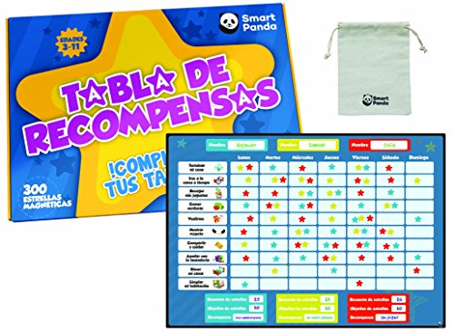 Tabla de Recompensas para Niños - Pizarra Magnética de Estrellas Inspira el Buen Comportamiento - para Pared o Frigorífico. Incluye 20 Tareas Magnéticas y 300 Estrellas – en Español
