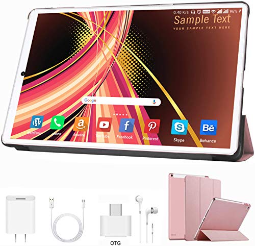 Tablet 10 Pulgadas 4 GB RAM 64GB ROM/128GB Expandido Android 9.0 Ultrar-Rápido Tablets 4G Dual SIM / WiFi 8000mAh Batería Quad Core (GPS, Bluetooth, OTG, Netfilix,Type-C) - Certificación Google GMS