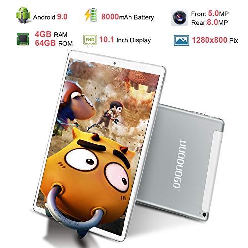 Tablet 10 Pulgadas 4 GB RAM 64GB/128GB ROM Android 9.0 Ultrar-Rápido Tablets 4G Dual SIM / WiFi 8000mAh Batería Quad Core (GPS, Bluetooth, OTG, Netfilix,Type-C) - Certificación Google GMS