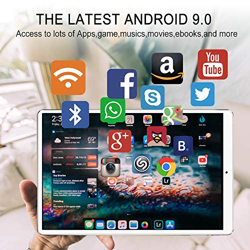 Tablet 10 Pulgadas 4 GB RAM 64GB/128GB ROM Android 9.0 Ultrar-Rápido Tablets 4G Dual SIM / WiFi 8000mAh Batería Quad Core (GPS, Bluetooth, OTG, Netfilix,Type-C) - Certificación Google GMS