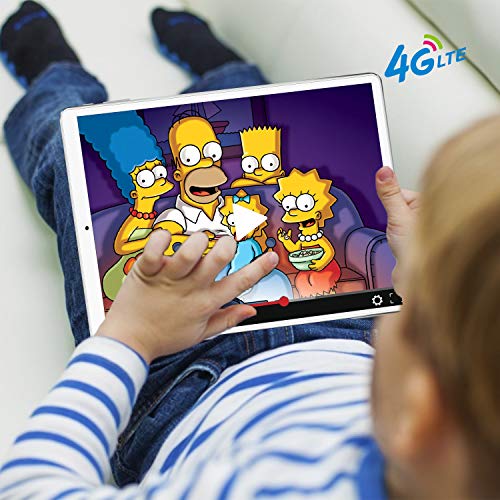 Tablet 10 Pulgadas 4 GB RAM 64GB/128GB ROM Android 9.0 Ultrar-Rápido Tablets 4G Dual SIM / WiFi 8000mAh Batería Quad Core (GPS, Bluetooth, OTG, Netfilix,Type-C) - Certificación Google GMS