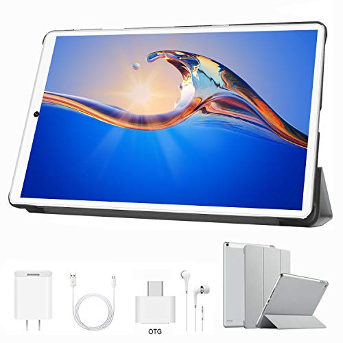 Tablet 10 Pulgadas 4 GB RAM 64GB/128GB ROM Android 9.0 Ultrar-Rápido Tablets 4G Dual SIM / WiFi 8000mAh Batería Quad Core (GPS, Bluetooth, OTG, Netfilix,Type-C) - Certificación Google GMS