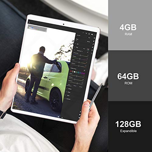 Tablet 10 Pulgadas 4 GB RAM 64GB/128GB ROM Android 9.0 Ultrar-Rápido Tablets 4G Dual SIM / WiFi 8000mAh Batería Quad Core (GPS, Bluetooth, OTG, Netfilix,Type-C) - Certificación Google GMS