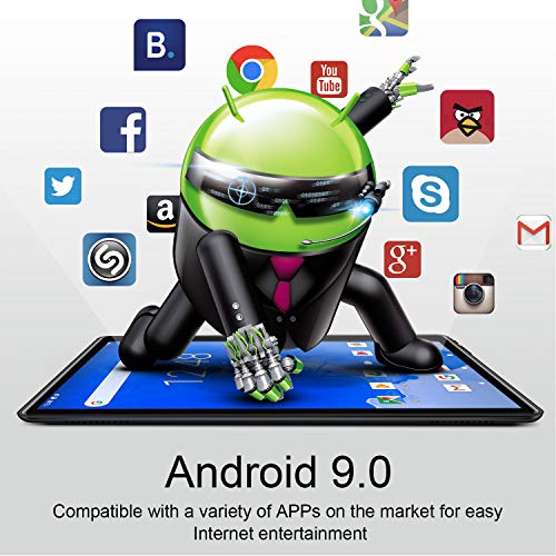 Tablet 10 Pulgadas 4G FHD 64GB de ROM 4GB de RAM Android 9.0 Certificado por Google GMS Tablet PC Procesador de Quad Core Batería 8500mAh Dual SIM 8MP Cámara WiFi,Bluetooth,GPS,OTG(Negro)