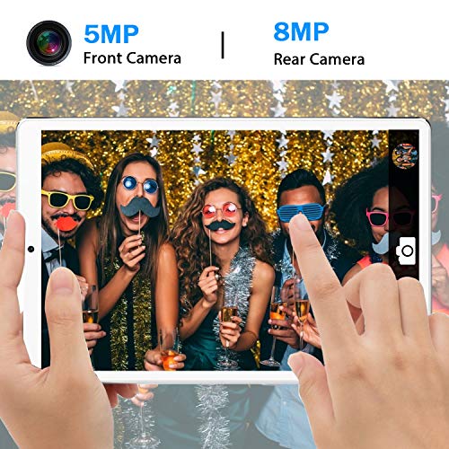 Tablet 10 Pulgadas 4G FHD 64GB de ROM 4GB de RAM Android 9.0 Certificado por Google GMS Tablet PC Procesador de Quad Core Batería 8500mAh Dual SIM 8MP Cámara WiFi,Bluetooth,GPS,OTG(Plata)