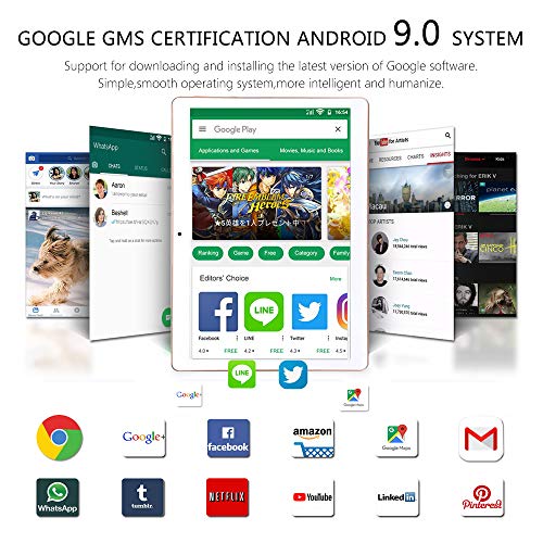 Tablet 10 Pulgadas 4G LTE WIFI BEISTA,Android 9.0 tableta,4GB RAM 64GB ROM,Quad-core,Full HD display,GPS,Bluetooth,OTG(Blanco)