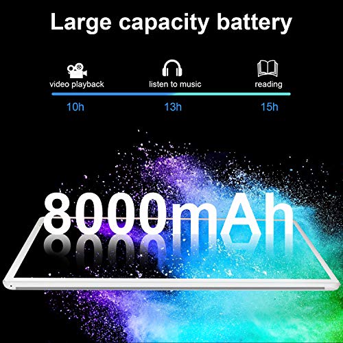 Tablet 10 Pulgadas 4GB de RAM 64GB/128GB de ROM Android 10.0 Certificado por Google GMS Tablet PC Barats y Buenas Batería 8000mAh Quad Core 4G Dual SIM 8MP Cámara Netflix WIFI Bluetooth GPS OTG(Plata)