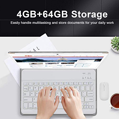 Tablet 10 Pulgadas 4G/WiFi Android 9.0 Pie, DOUDOUGO Ultrar-Rápido Tablets 4GB RAM + 64GB ROM/256GB Escalable | Laptop Convertible de Oficina | Dual SIM -8000mAh Bluetooth GPS Type-C 5+8.0MP -Oro