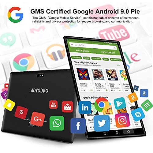 Tablet 10 Pulgadas 4G/WiFi Android 9.0 Pie Ultrar-Rápido Tablets 3GB RAM + 32GB ROM/128GB Escalable | Laptop Convertible de Oficina | Dual SIM - 8000mA Bluetooth5.0 GPS Tablet (5+8.0MP Cámara) Negro