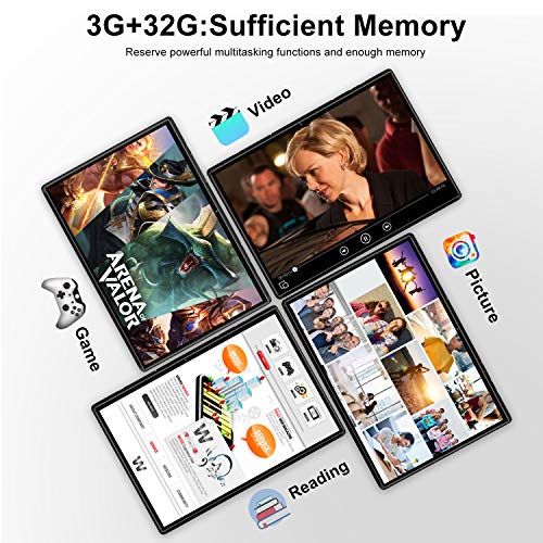 Tablet 10 Pulgadas 4G/WiFi Android 9.0 Pie Ultrar-Rápido Tablets 3GB RAM + 32GB ROM/128GB Escalable | Laptop Convertible de Oficina | Dual SIM - 8000mA Bluetooth5.0 GPS Tablet (5+8.0MP Cámara) Negro