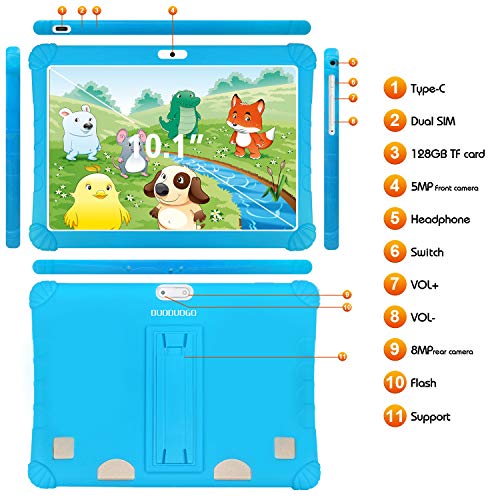 Tablet 10 Pulgadas Barats 4G,3GB RAM 32GB/128GB ROM, Tablet Niños con WiFi 10 Pulgadas Android 9.0 1.5Ghz Quad Core,Certificado por Google GMS,8MP Cámara,Tableta Batería de 8500mAh,Netflix OTG(Azul)