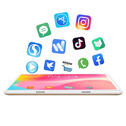 Tablet 10 Pulgadas Buenas 4G, WiFi Tablet PC 10" 4GB RAM + 64GB ROM Android 9 Pie Ultrar-Rápido Tabletas de función de Llamada 4G Buenas Quad-Core Dual SIM 8000mAh GPS Netflix p6 (Oro)